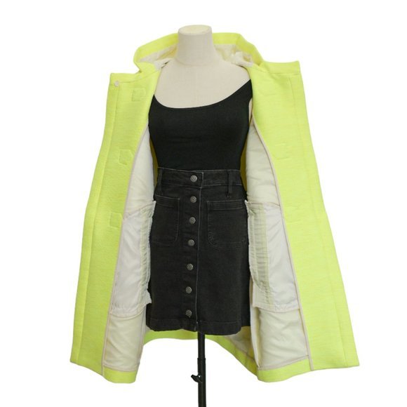 J. CREW COLLECTION Neon Yellow Textured Basket-Weave NWOT Toggle Coat Size 12 - Picture 12 of 16